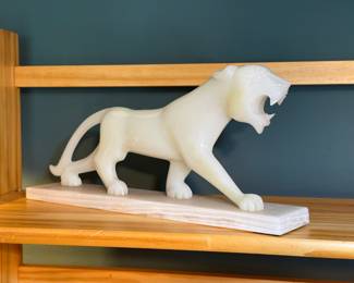 Art Deco Style Alabaster Panther Sculpture