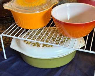 Pyrex "Sunflower" and "Verde" Casserole Dishes