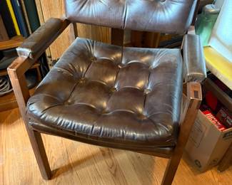 Mid-Century Modern Tufted Leather Armchair