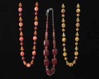 Vintage Beaded Necklace Collection Red or Orange, Burgundy, Yellow or Orange
