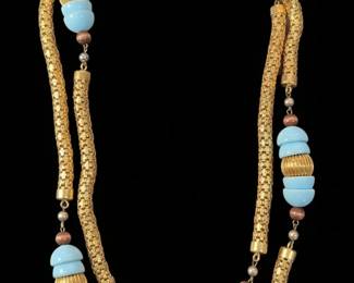 Vintage GoldTone Mesh and Lucite Bead Necklace