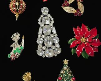 Collection of Vintage Holiday Costume Brooches