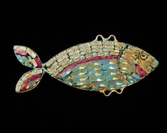 MicroMosaic Articulated Fish Brooch