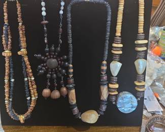 Collection of Four Vintage Artisan Statement Necklaces