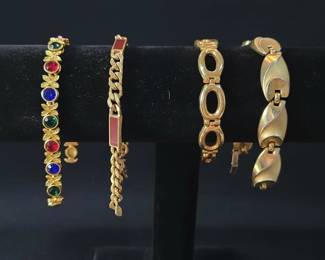 Collection of Four Vintage Costume Bracelets with Gemstone and Enamel Accents