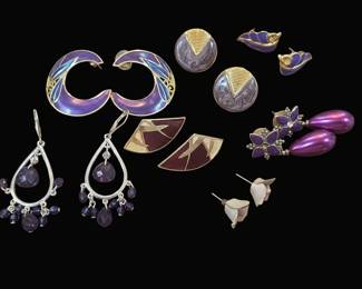 Collection of Vintage Enamel and Beaded Earrings