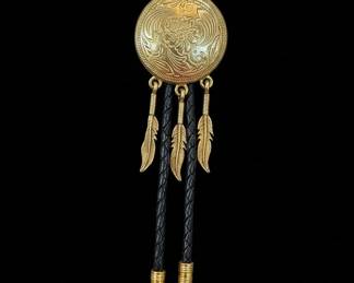Vintage GoldToned Bolo Tie with Feather Charms