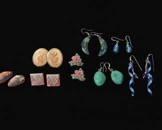 Assorted Vintage Fashion Earrings Collection with Dichroic Glass and Enamel