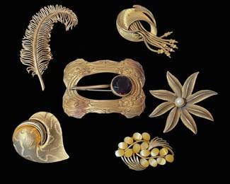 Vintage Costume Jewelry Brooch Assortment with Designer Pieces