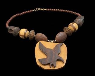 HandCarved Wood Safari Animal Pendant Necklace