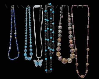 Assorted Vintage Costume Jewelry Necklaces with Butterfly Pendant