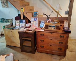 Antique Dresser, Vintage Blanket Chest and an Antique Wood/Glass Store Display Case!