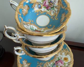 Vintage blue floral tea cups 