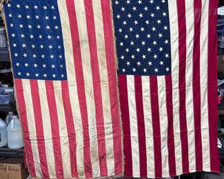 3’ x 5’ 48 star gold fringe border flag & 1 - 3’ x 5’ 50 star flag.