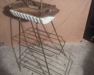 Mid-century 1950s 1960s ashtray, drink holder, magazine rack.