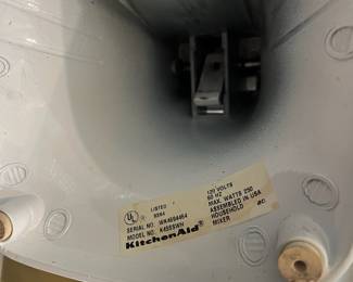 F42 - $125. KitchenAid Mixer with Attachments. Model K45SSWH. Motor sounds strong.