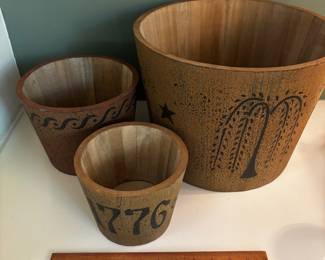 F87 - $35. Faux Primitive Stacking Boxes. 3 Pieces Set.