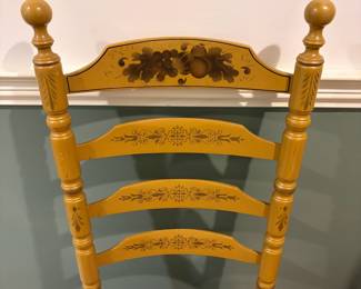 F40 - $75. Single Ladder Back Chair. Measures 19.5" wide, 19" deep, 41" tall, 17.75" seat height.