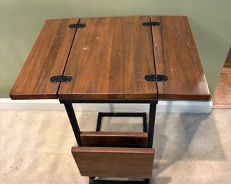 F17 - $30. Small Side Table. Designed to slide under a chair or couch. Measures 12" x 18". With the leaves out it measures 23.75".