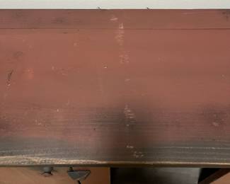 F16 - $150. Console Table. Center is open and both sides open for stdorage. Measures 51.5" x 14" deep x 32.5" tall.