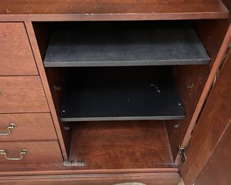 F32 - $125. Armoire. Measures 44.75" wide, 23.5" deep, 76.25" tall. Has been used for linen storage. In very good condition.