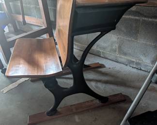 F101 - $30. Antique School Desk with Seat. Very good condition.