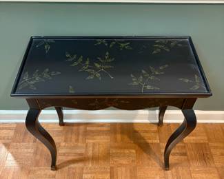 F21 - $75. Sturdy small side table with fern pattern. Measures 27" x 13" x 27" tall.