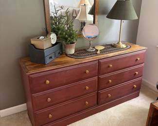 F53 - $175. 6 Drawer Dresser. Measures 60" wide, 17" deep, 29.25" tal.