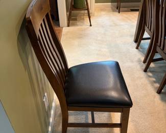 F1 - $450. Dining Table + 6 Chairs with 2 Butterfly Leaves. Table is 63.5" x 38" x 29" tall. Each leaf adds an additional 18". Table + Chairs are in excellent condition. Chairs are 19" wide x 20" deep x 40.5" tall. Floor to Seat is 19.5".