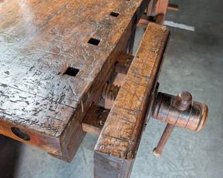 F99 - $1,750. Antique Carpenter's Bench. Has been used in the house as a decoration, serving station, and was moved out to sell the home. CLEAN! and in beautiful antique condition!