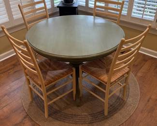 F29 - $150 for the set. Round, Pier 1 Dining Table and Chairs. Measures 42" round x 30" tall. Sturdy and in very good condition.