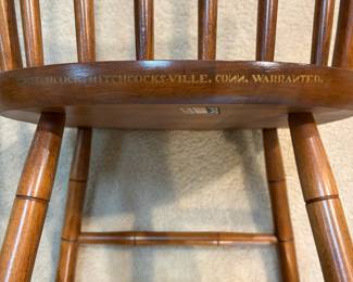 F18 - $95. Single "L. Hitchcock. Hitchcocks.ville. Conn. Warranted" Chair. Measures 18" wide x 16" deep x 33" tall. Gently used condition.