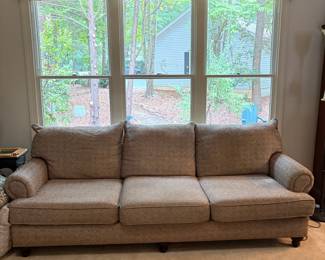 F14 - $350. Upholstered LONG Couch! Measures 101" long x 39" deep x 34".