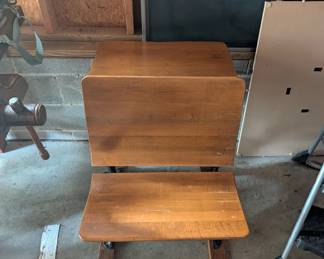 F101 - $30. Antique School Desk with Seat. Very good condition.