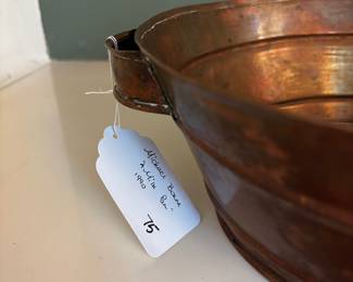 F88 - $75. 1990 Michael Bonne signed, "A Milk Pan" Shallow Copper Dish.
