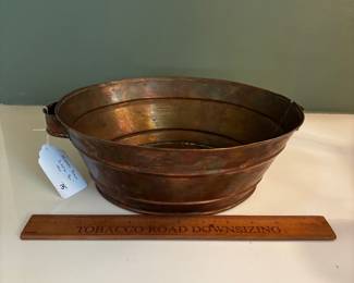 F88 - $75. 1990 Michael Bonne signed, "A Milk Pan" Shallow Copper Dish.
