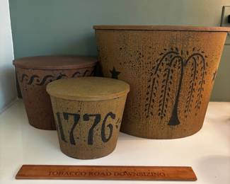 F87 - $35. Faux Primitive Stacking Boxes. 3 Pieces Set.