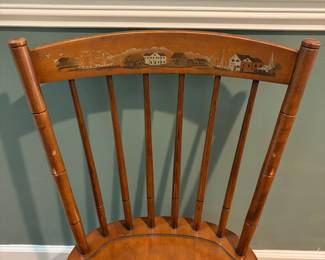 F18 - $95. Single "L. Hitchcock. Hitchcocks.ville. Conn. Warranted" Chair. Measures 18" wide x 16" deep x 33" tall. Gently used condition.