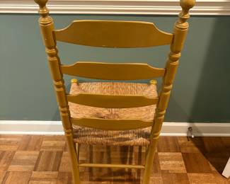 F40 - $75. Single Ladder Back Chair. Measures 19.5" wide, 19" deep, 41" tall, 17.75" seat height.