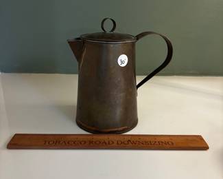 F93 - $30. Lidded Copper Coffee Pot.