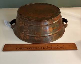 F88 - $75. 1990 Michael Bonne signed, "A Milk Pan" Shallow Copper Dish.