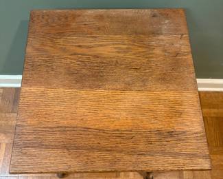 F45 - $60. Antique Wooden Side Table. Measures 16" 16 square, 26.5" tall. Overall very sturdy.