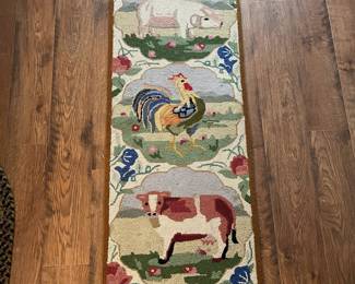 F74 - $60. Mayfair Collection. 100% Wool Hand Hooked Rug. Measures 20.5" x 48.5" long.