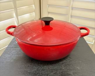 F41 - $60. Le Creuset #22. Inside shows some gentle wear but overall very good condition.