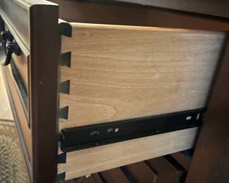 F35 - $275. Aspen Home Dresser with Mirror. Measures 66" wide, 20" deep, 80.5" with mirror. All drawers slide and it's in very good condition.