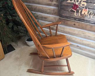 F51 - $75. Bent & Bros. Rocking chair. Measures 33" wide, 21" deep, 43" tall, 17" to the seat. Solid - very good condition.