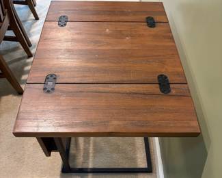 F17 - $30. Small Side Table. Designed to slide under a chair or couch. Measures 12" x 18". With the leaves out it measures 23.75".