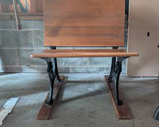 F101 - $30. Antique School Desk with Seat. Very good condition.