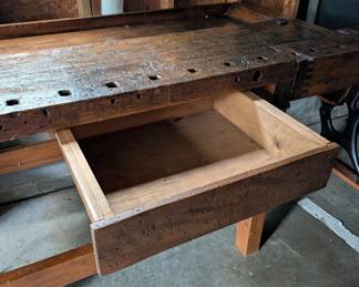 F99 - $1,750. Antique Carpenter's Bench. Has been used in the house as a decoration, serving station, and was moved out to sell the home. CLEAN! and in beautiful antique condition!
