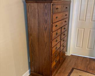 Measures 41" tall, 20" deep, 60" tallF25 - $895. 15 Drawer Flat File - solid wood. Measures 41" tall, 20" deep, 60" tall. All drawers slide. In very good condition!